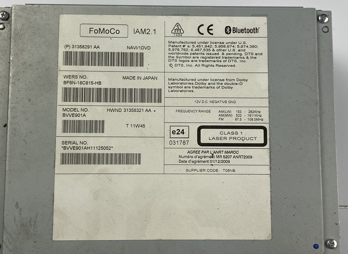 BF6N18C815HB BVVE901A 31358321AA BVVE901AH11125052 031787 HIA20181818 BVVE901A BF6N18C815HB CD  Changer VOLVO S60 II / V60 I (2010-2018)
