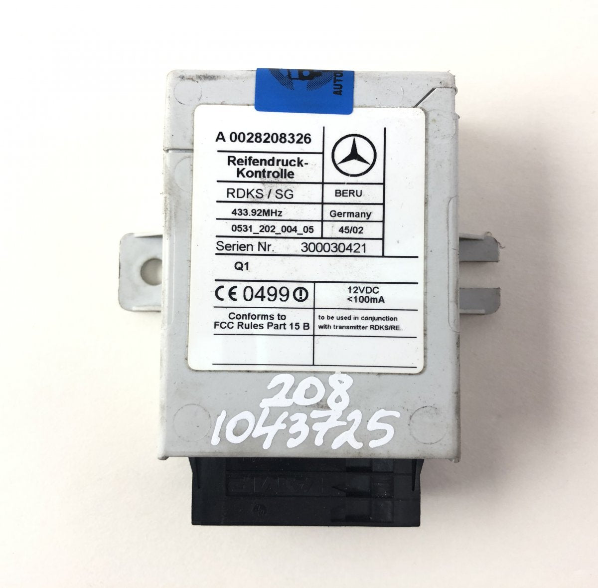 A0028209826 Tyre pressure control uinit MERCEDES-BENZ SL-CLASS (R230) (2001-2012)