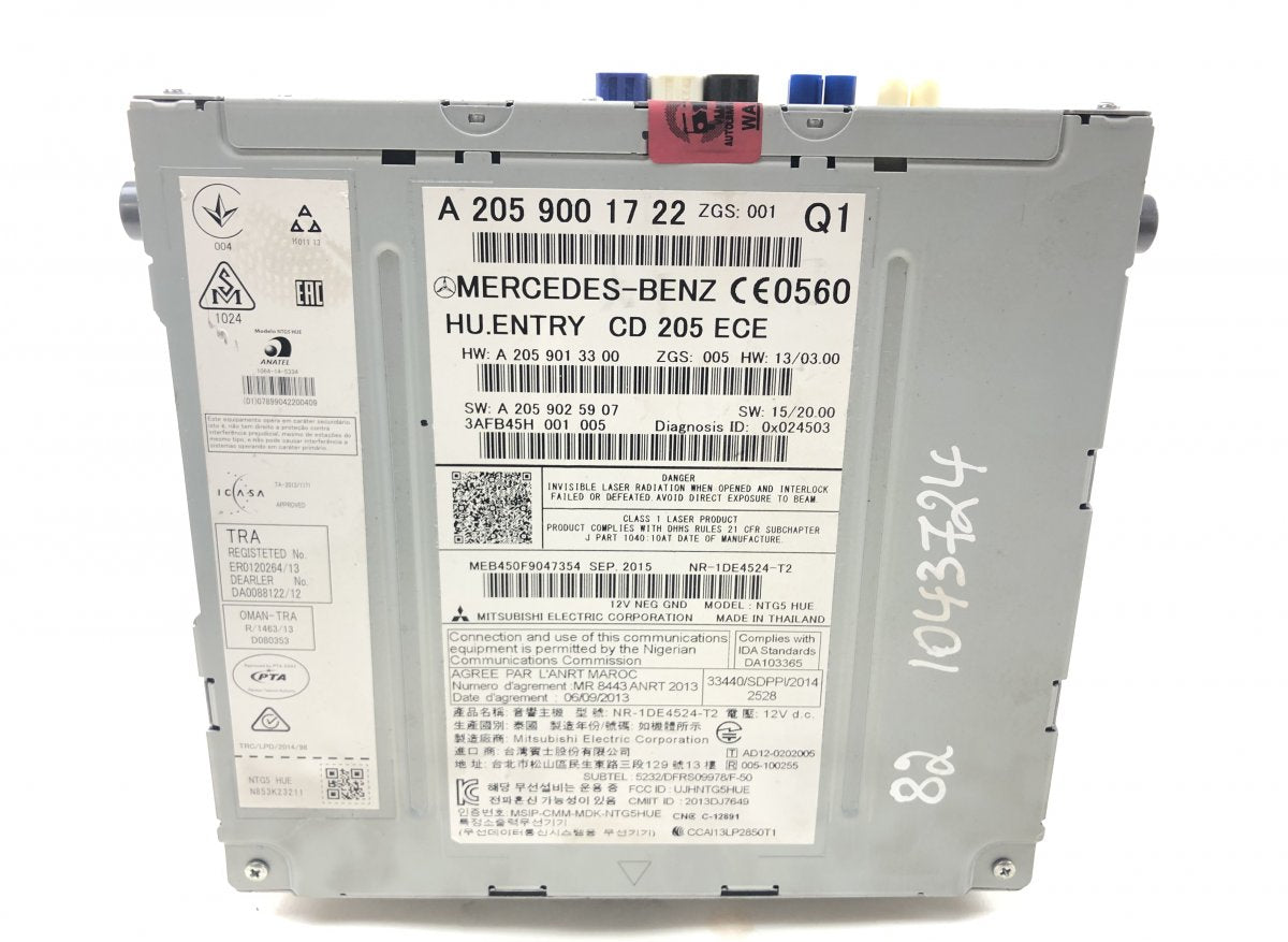 A2059001722 Radio MERCEDES-BENZ C-CLASS (W205) (2013-2021)