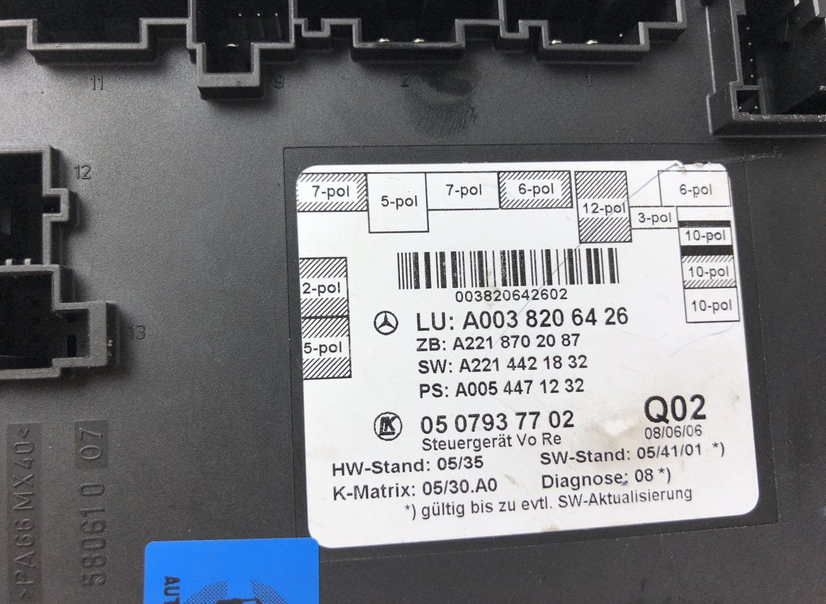 0507937702 0507951501 Door control unit front right MERCEDES-BENZ S-CLASS (W221) (2005-2013)