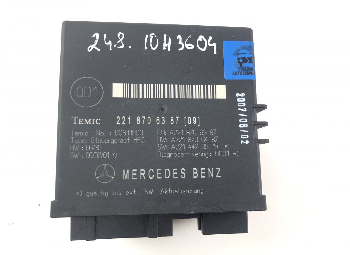 008119D0 Bootlid / tailgate control unit MERCEDES-BENZ S-CLASS (W221) (2005-2013)