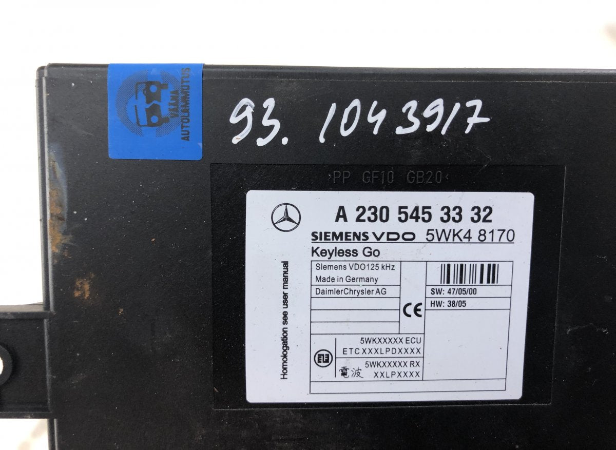 5WK48170 KEYLESS GO control unit MERCEDES-BENZ SL-CLASS (R230) (2001-2012)