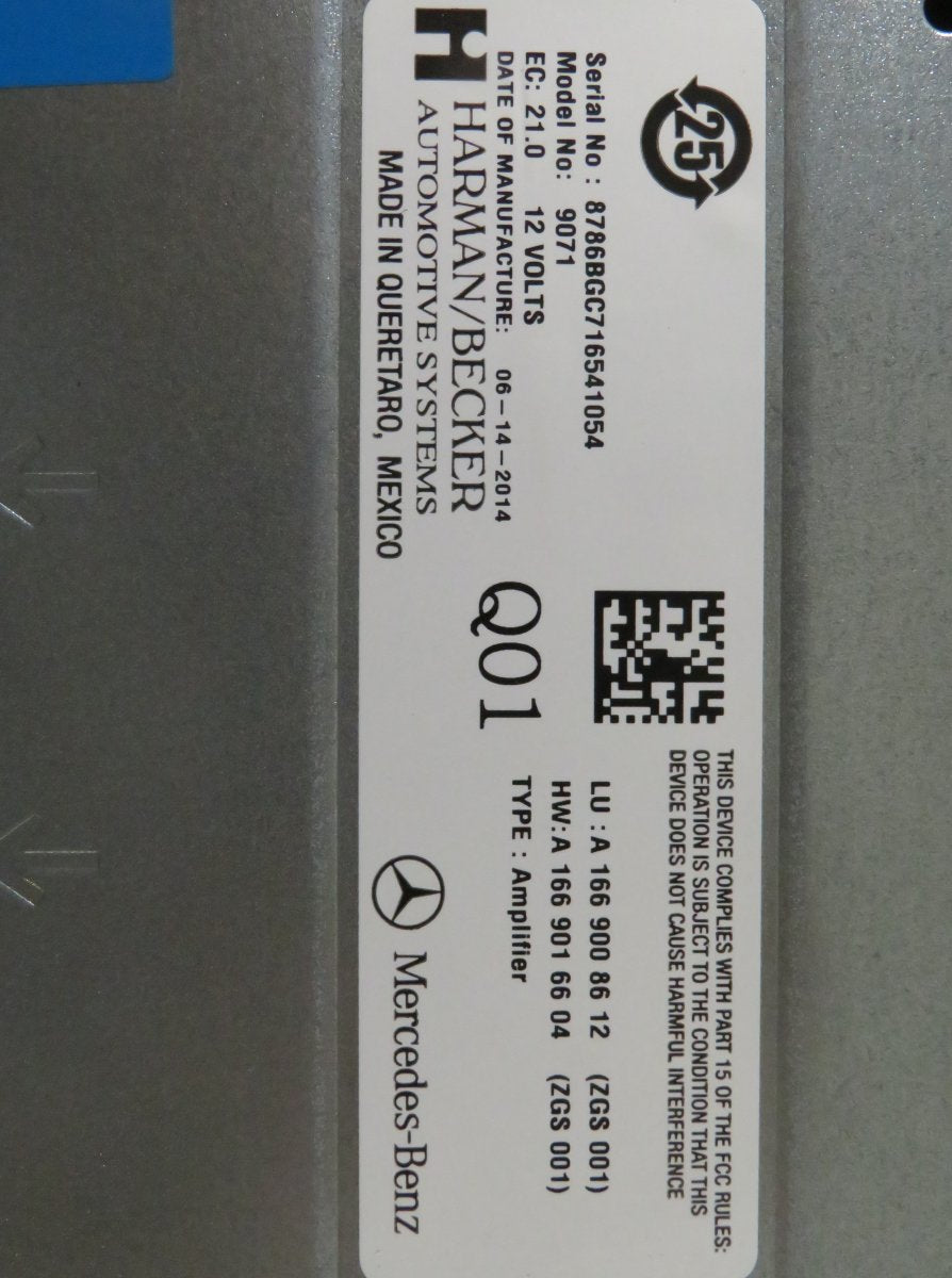 A1669008612 Audio amplifier MERCEDES-BENZ GL-CLASS (X166) (2012-2019)