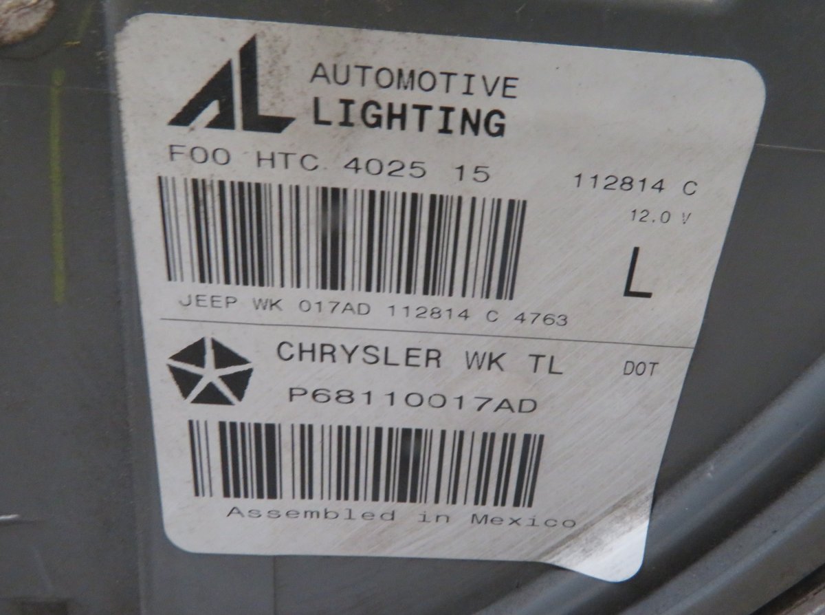 68110017AD Tail light left JEEP GRAND CHEROKEE IV (WK, WK2) (2010-2021)