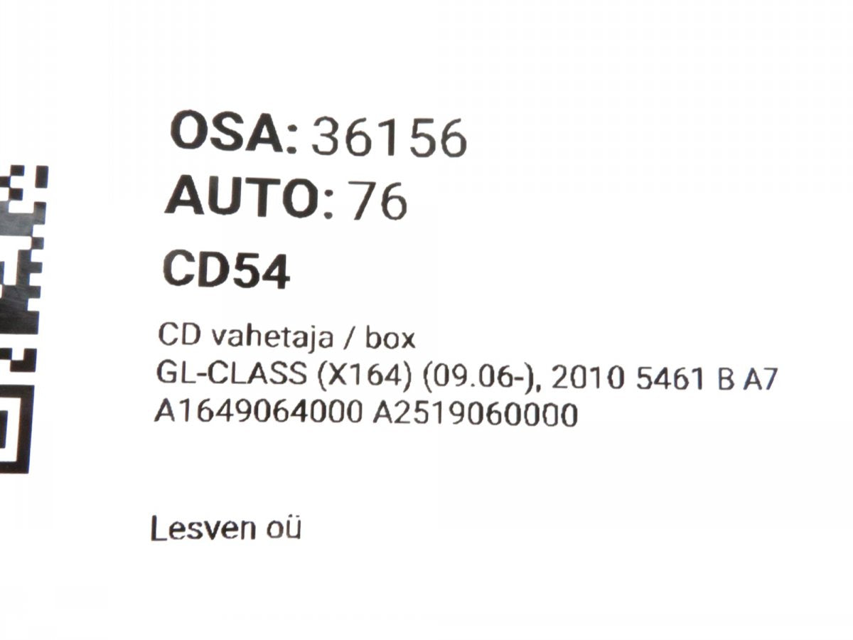 A1649064000 A2519060000 CD Changer MERCEDES-BENZ GL-CLASS (X164) (2006-2012)