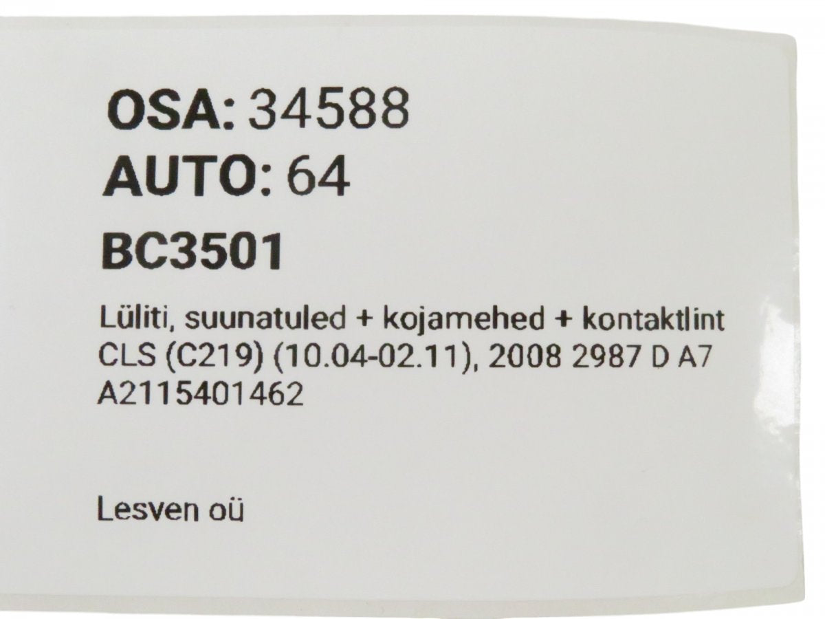 A2115401462 A1715402945 A1715402445 A1715402445 Indicator/wiper/slip ring switch (stalk) MERCEDES-BENZ CLS (C219) (2004-2010)