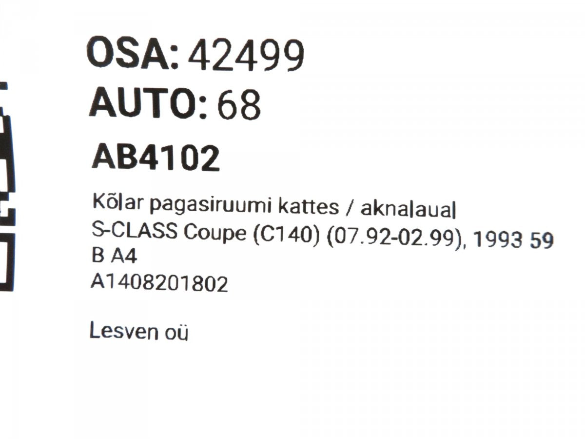 A1408201802 Lodspeaker in Parcel shlef MERCEDES-BENZ S-CLASS (W140) (1991-1999)