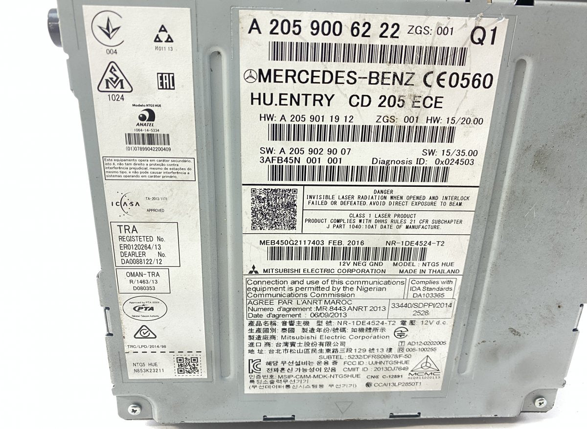 A2059001722 Radio MERCEDES-BENZ C-CLASS (W205) (2013-2021)