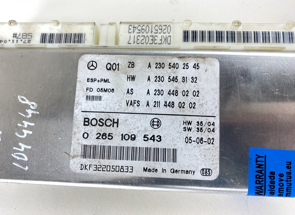 0265109543 ESP control unit MERCEDES-BENZ SL-CLASS (R230) (2001-2012)