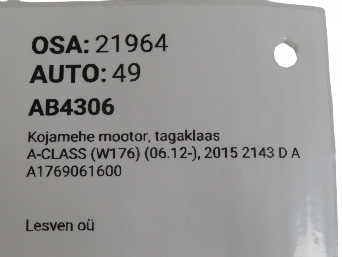 A1769061600 A1769061600 Wiper Motor bootlid / tailgate MERCEDES-BENZ A-CLASS (W176) (2012-2018)