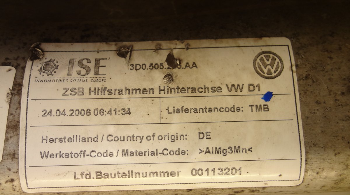 Rear axle Beam VW PHAETON (3D) (2002-2016)