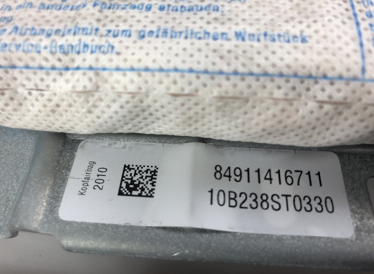 9114167 9114168 Head/roof/curtain airbag left BMW 7 (F01, F02) (2008-2016)
