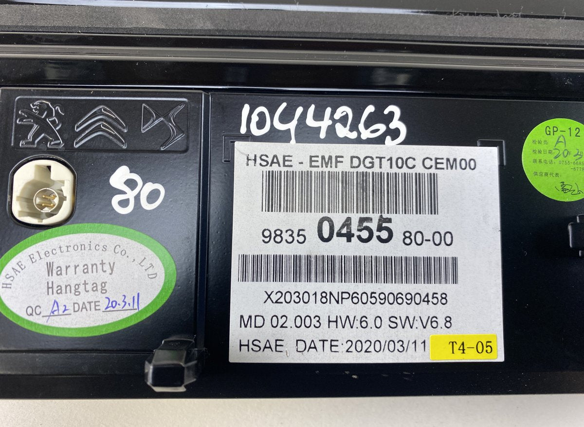 9835045580 Dash screen PEUGEOT 508 II (F3_, FB_, FH_) (09.18-)