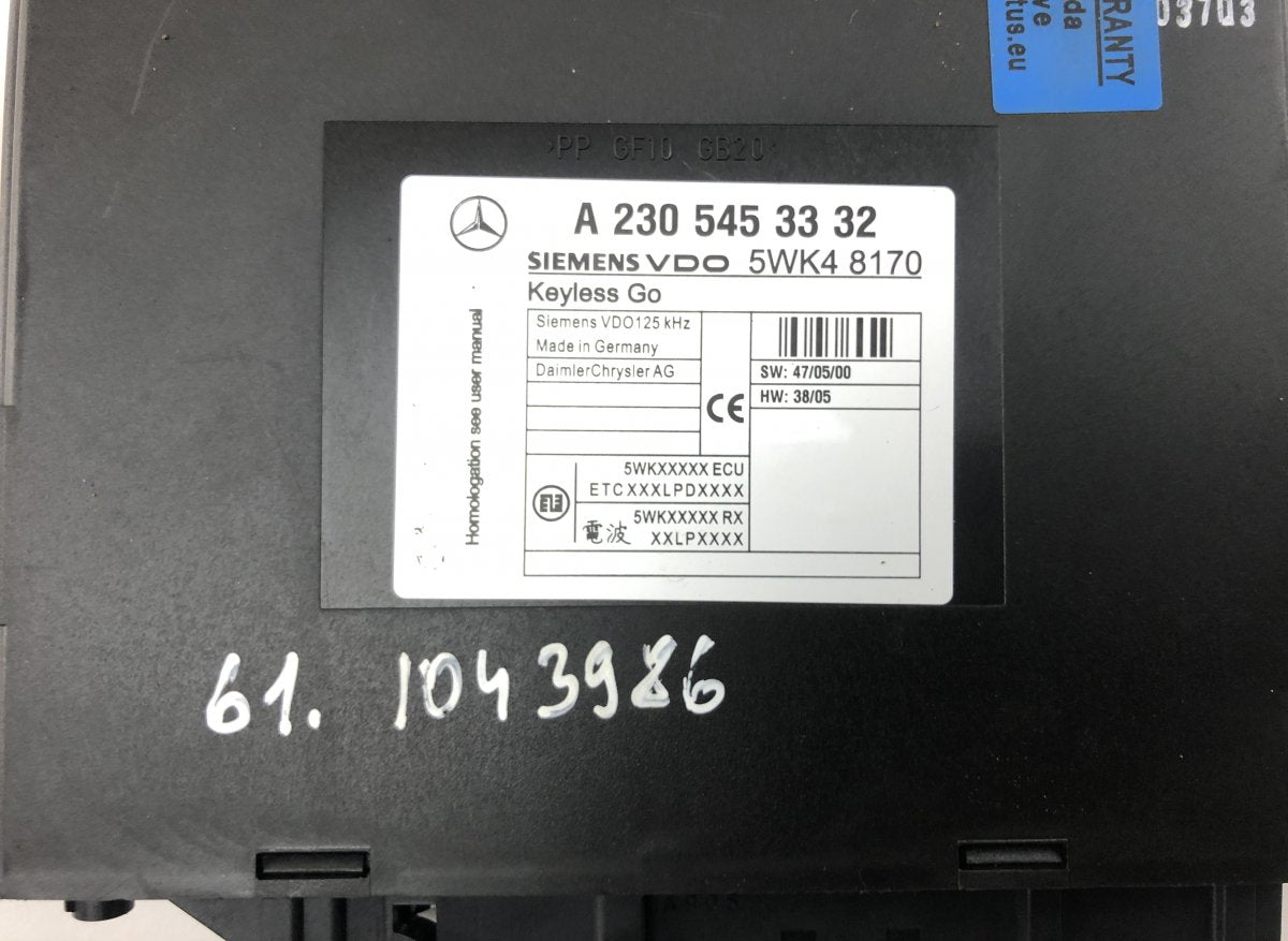 5WK48170 KEYLESS GO control unit MERCEDES-BENZ SL-CLASS (R230) (2001-2012)