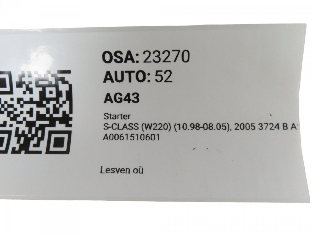 A0061510601 A0061510501 Starter motor MERCEDES-BENZ S-CLASS (W220) (1998-2005)