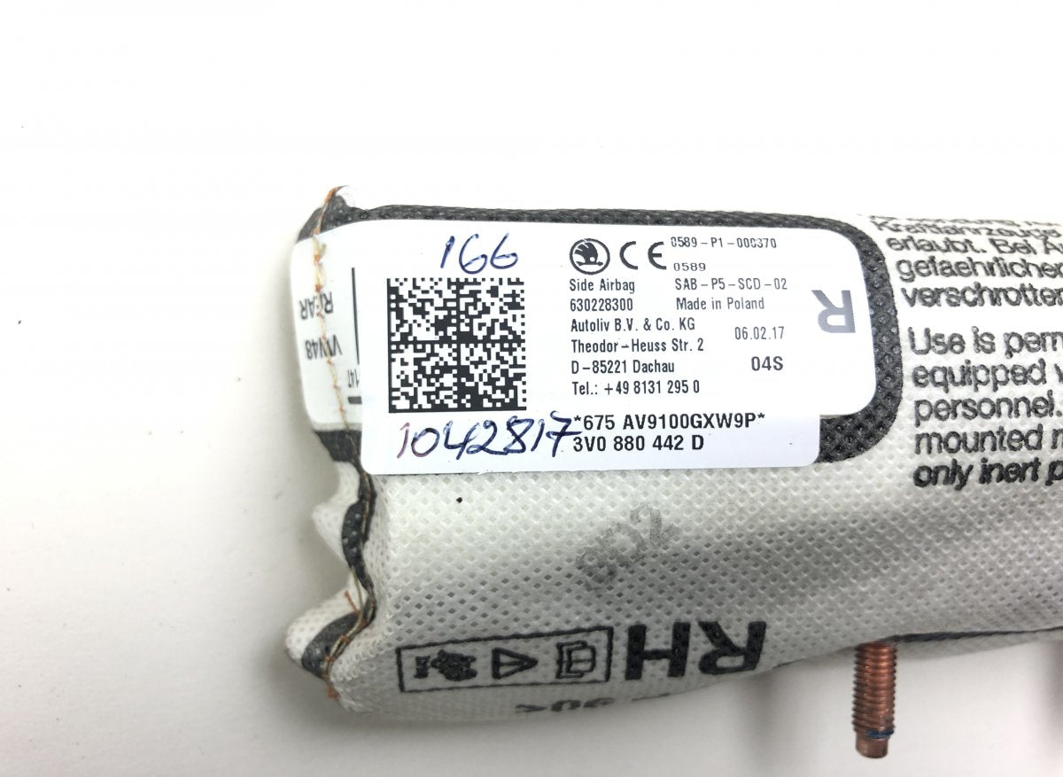 3V0880441D Side seat Airbag Rear left SKODA SUPERB III (3V3, 3V5) (2015-2024)