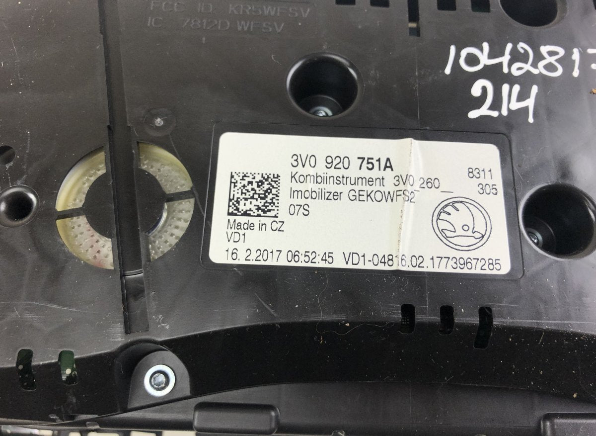 3V0920751A Instrument Cluster SKODA SUPERB III (3V3, 3V5) (2015-2024)