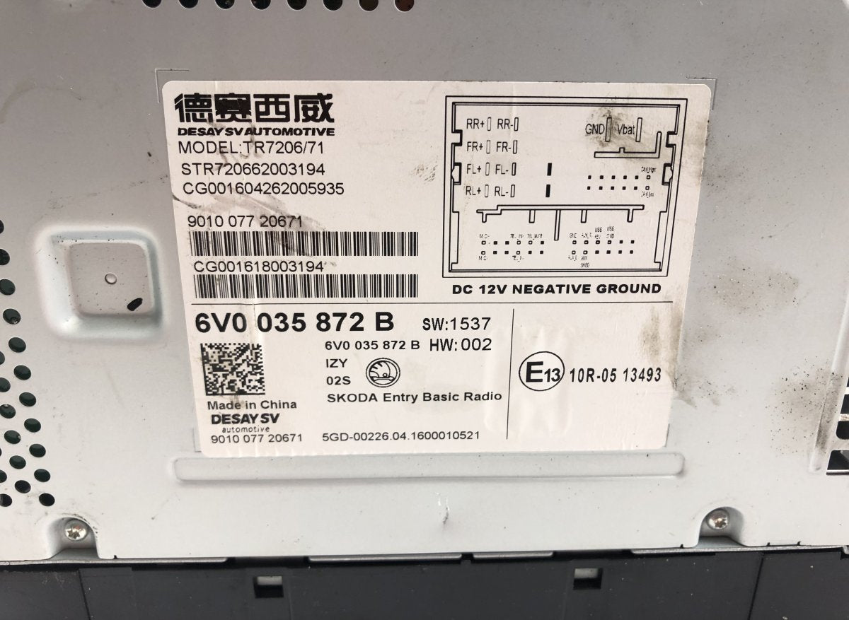 6V0035872B Radio SKODA FABIA III (NJ3) (2014-2021)