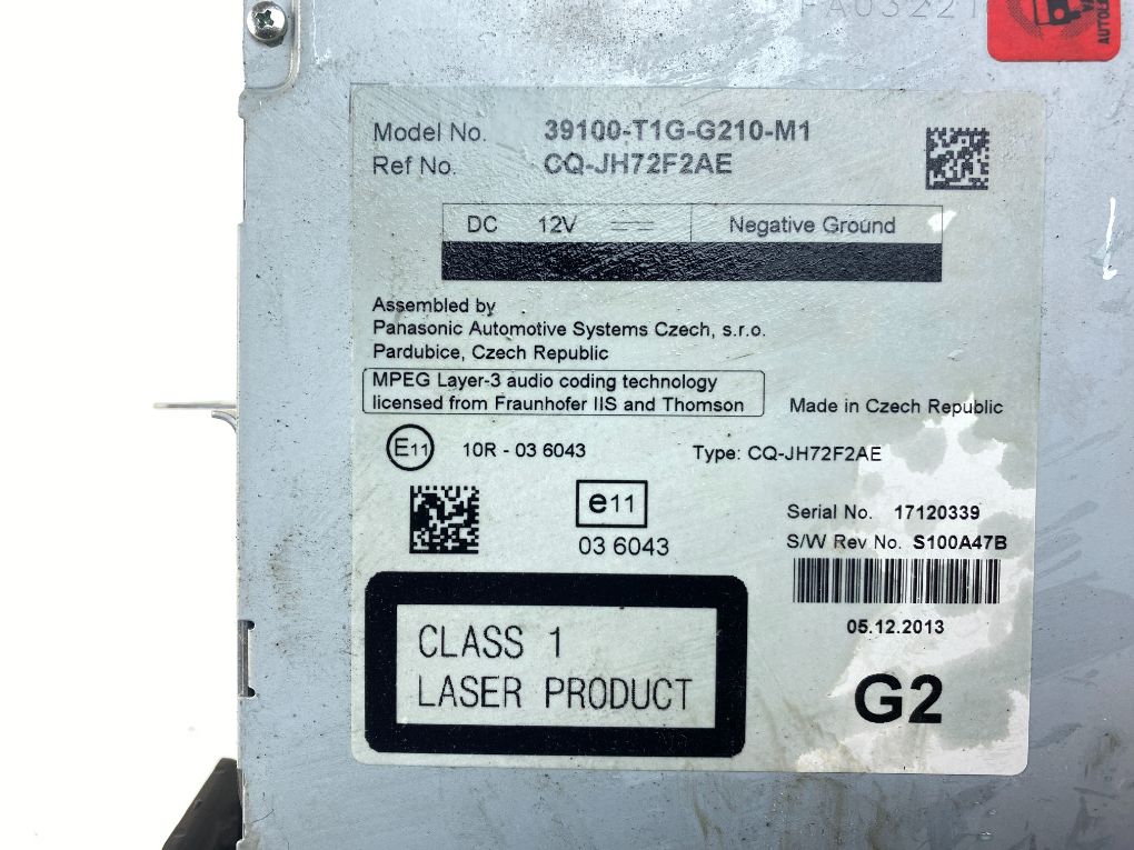 39100T1GG21 Radio HONDA CR-V IV (RM) (2012-2016)
