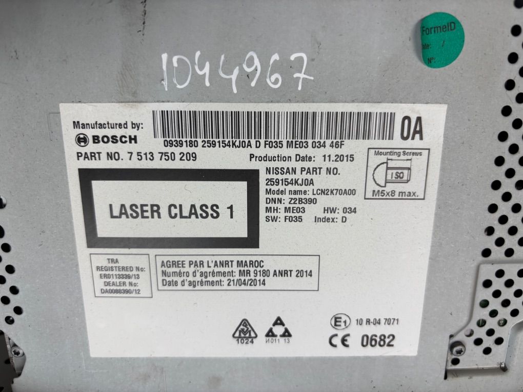 7513750209 Radio NISSAN NAVARA III / NP300 (D23) (2014-)