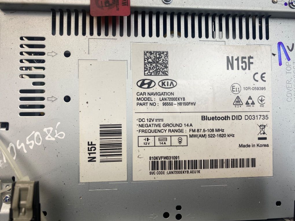96550H8150 Radio KIA STONIC (YB) (2017-)