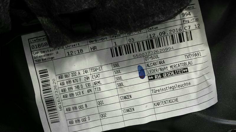 Audi RS6 RS6+ 4G Door Card RRH Rear Door Panel RE Performance Alcantara