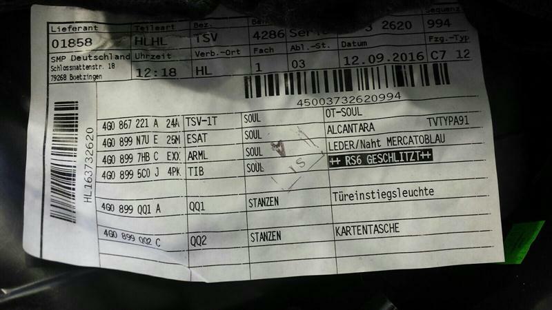 Audi RS6 RS6+ 4G door card RLH door panel rear left performance Alcantara