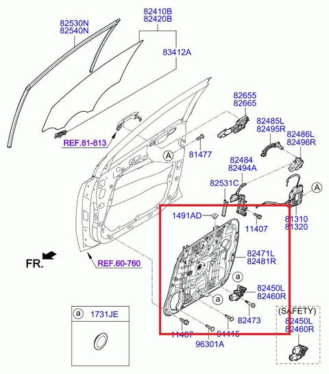 Window Regulator Compl. front right KIA SPORTAGE IV (QL) (2015-2021)
